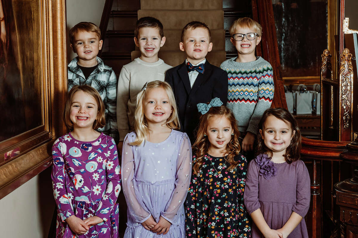 A dozen kindergartners have been named flower girls or pages for the Art Association of Jacksonville's 65th annual Beaux Arts Ball. They are Ruth Chipman (front row, from left), Elly Bumgarner, Lucy Melcher, Elianna Haxhinasto, Jonah Wardell (back row, from left), Reid McGuire, Logan Freeman and Gavin Soer. Participants Claire Anne Bruce, Violet Josephine Smith, Max Hrynewych and Mary Burdette are not pictured.