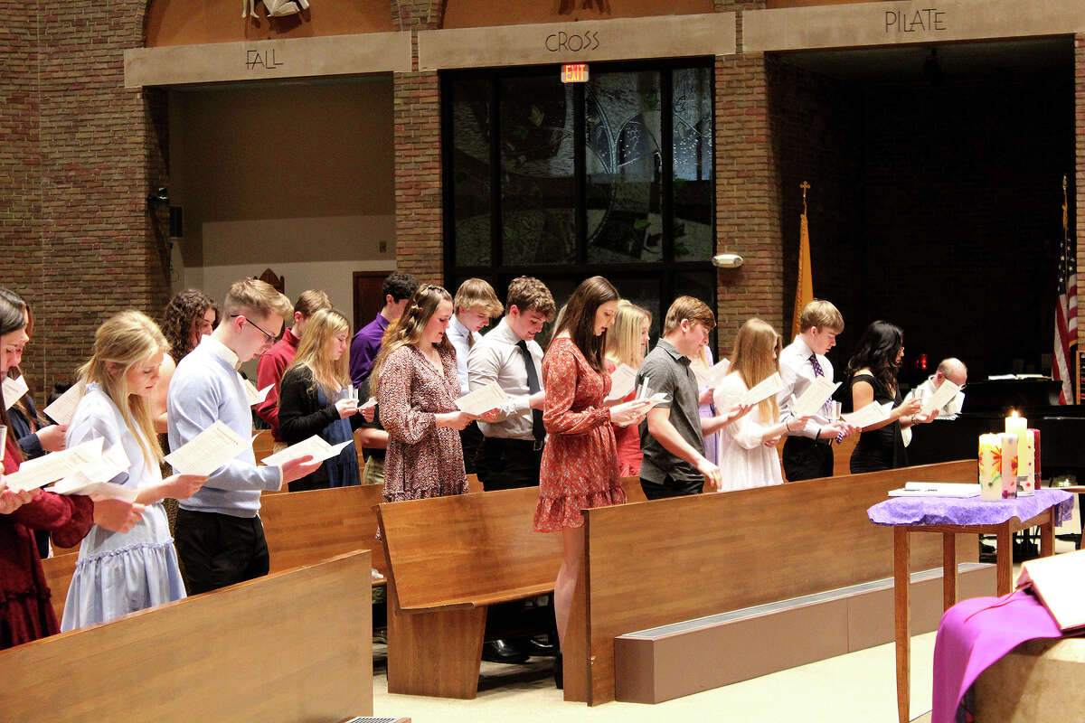 Routt Catholic High School recognized new members of the Marian chapter of the National Honor Society during an induction ceremony Tuesday.