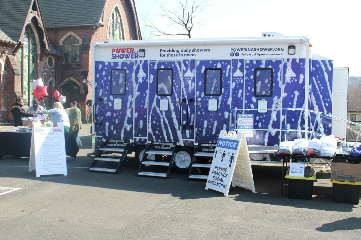 Power in a Shower is one of the service providers at New Haven's new One Stop Pop-up, pictured at Una Iglesia para la Ciudad on Friday, March 11, 2022.
