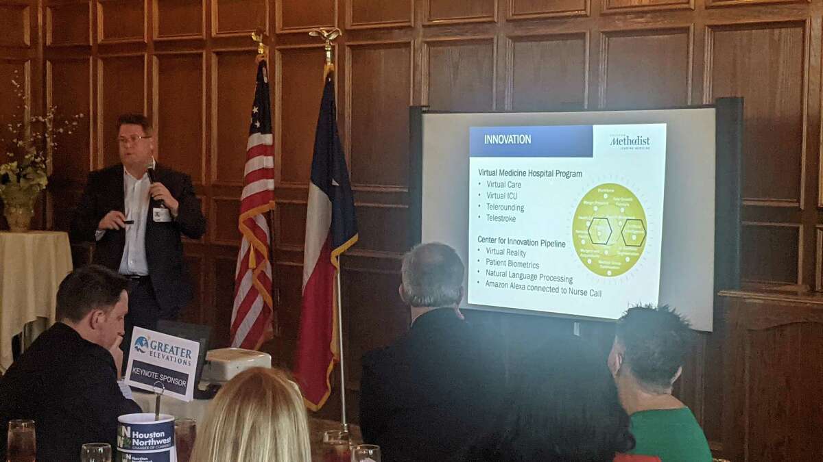 Houston Methodist Willowbrook CEO Keith Barber talks about the state of healthcare at a Houston Northwest Chamber of Commerce event.