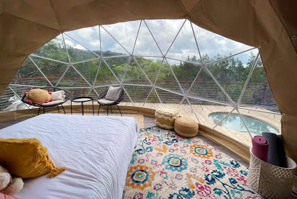 Cool down in a personal plunge pool, then climb back into the treetops to your Moroccan-inspired geodesic dome that will make you feel like you're floating in the treetops. 