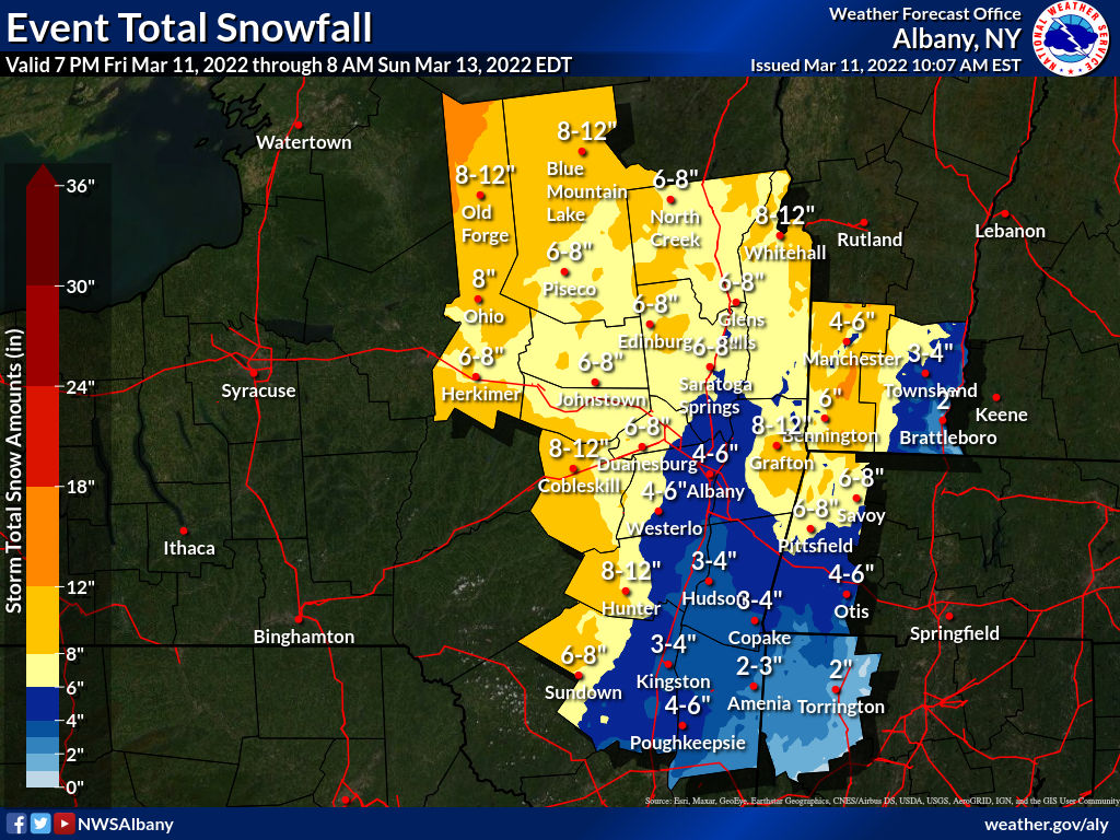 Snow forecast for Albany, Saratoga, Troy and the Hudson Valley