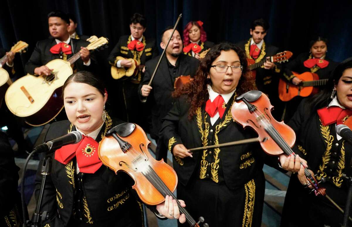 Members of the Mariachi Bicentenario perform during the Houston ISD Foundation 2022 State of the Schools luncheon held at the Marriott Marquis Friday, March 11, 2022, in Houston. HISD Superintendent Millard House II delivered his first state of the schools address.