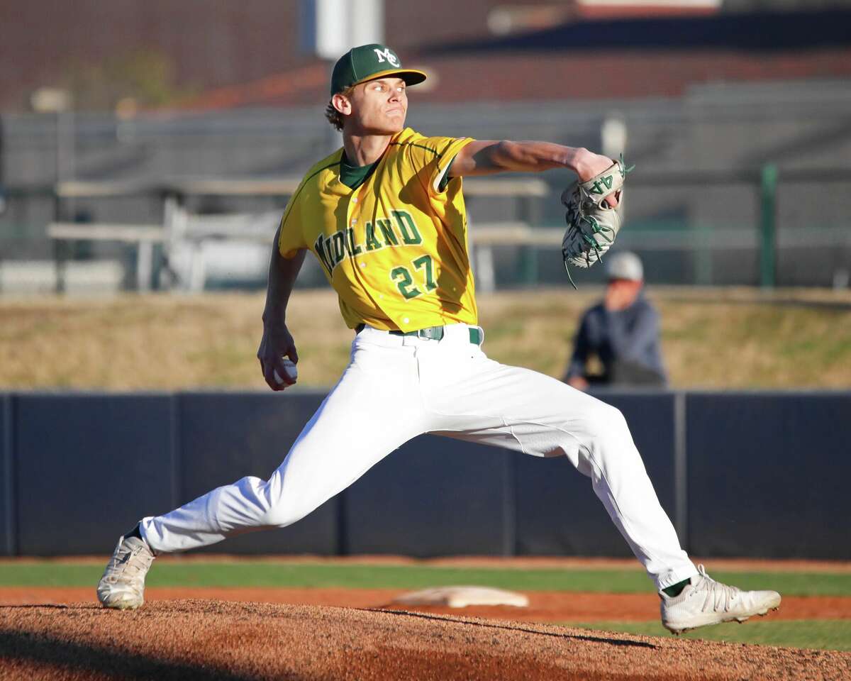 Midland College pitcher Luke Young is shown in action. 
