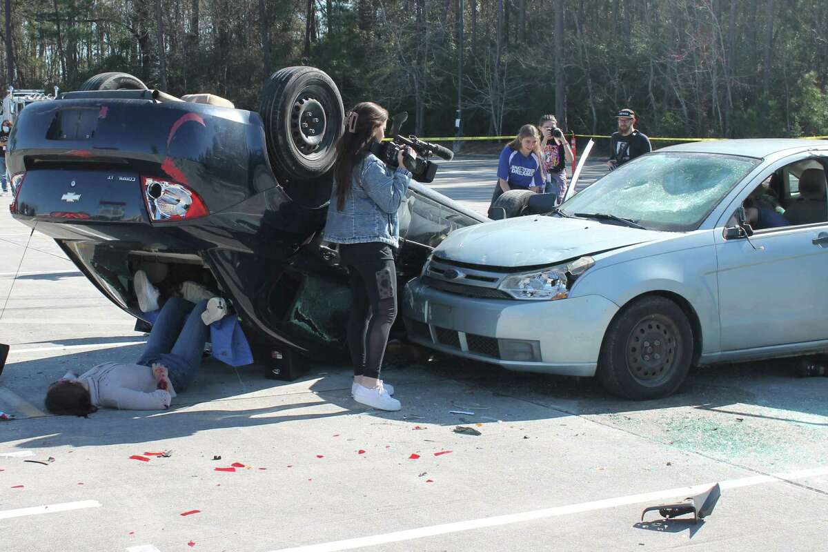 A two-car pileup was staged with victims at the Atascocita High School Shattered Dreams program at the high school on Thursday and Friday. The program addresses the consequences of drunk and distracted driving by teens.