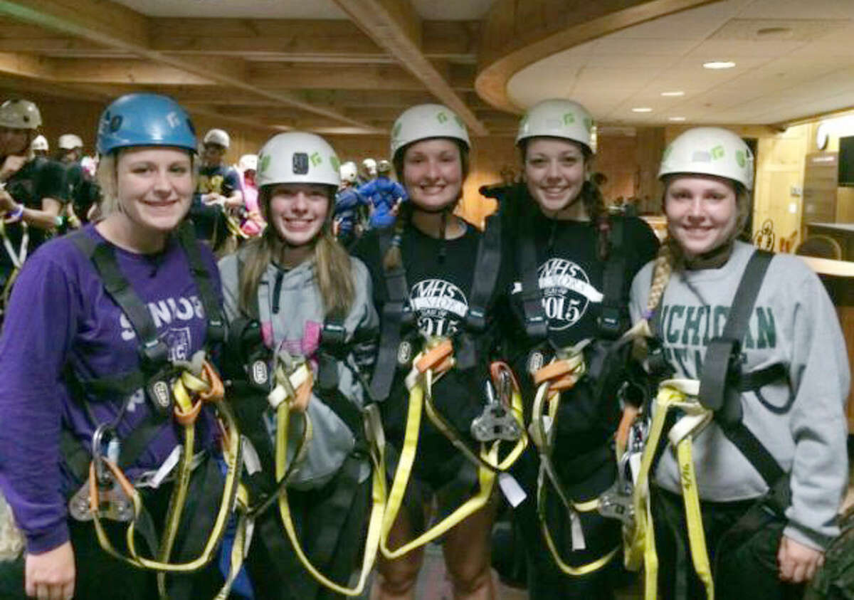 In this file photo, Manistee High School students prepare for indoor rock climbing. The MHS Grad Bash Committee is currently raising funds to provide graduates with fun activities in a safe environment on graduation night.