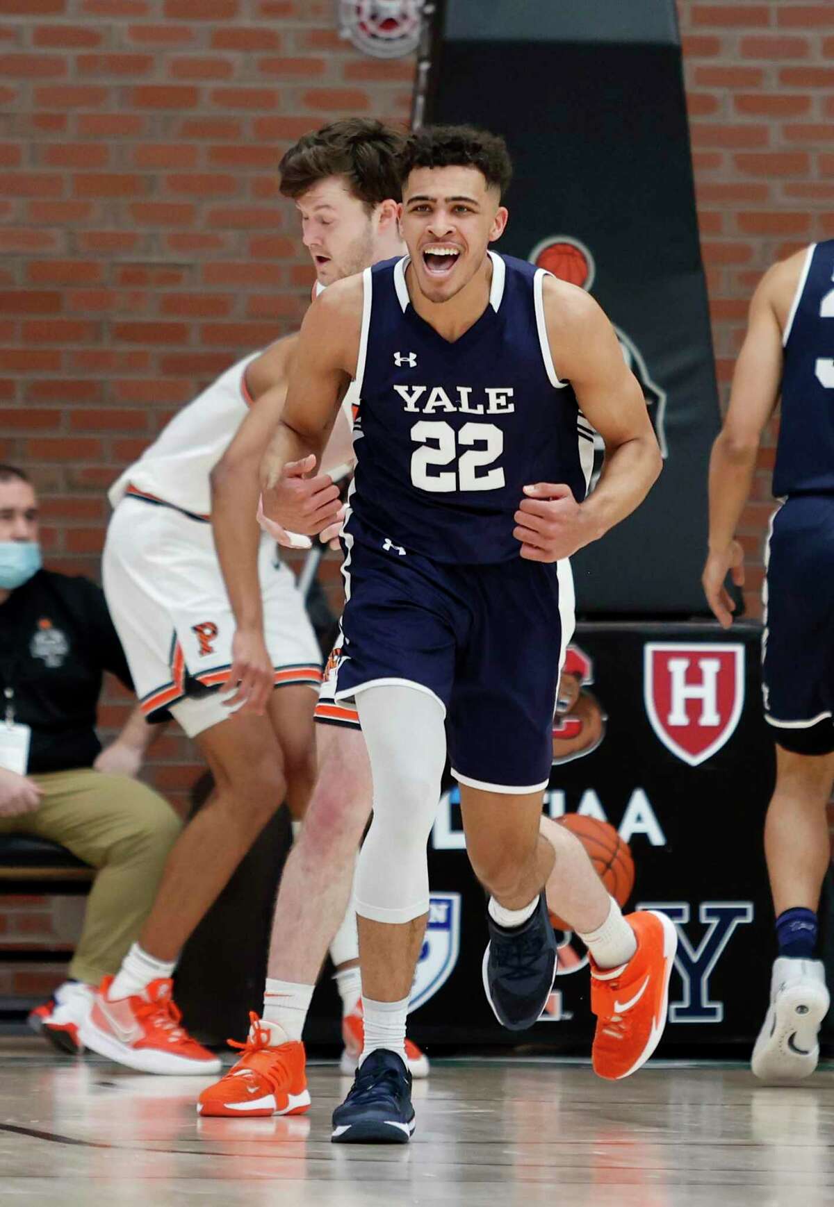 Yale’s Matt Knowling reacts after making a basket against Princeton during the first half of the Ivy League championship game on Sunday.