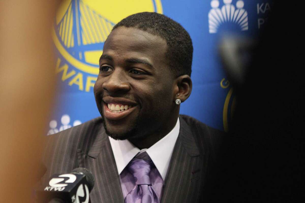 The Golden State Warriors introduce their new draft picks including Draymond Green in Oakland, Calif., on Monday, July 2, 2012.