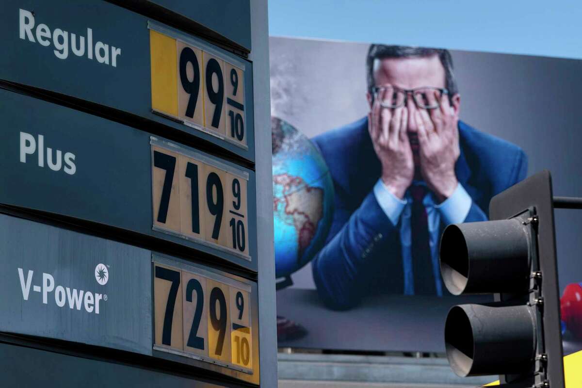 Gas was more than $7 a gallon last week at a station in Los Angeles that has a billboard advertising HBO’s “Last Week Tonight” behind it.