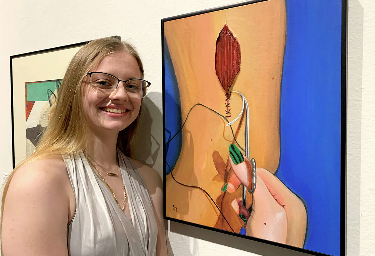 Emma Hill won first place at the Art Museum of Southeast Texas' 36th-annual PotÃ©gÃ© art show, on display through April 3. Photo by Andy Coughlan