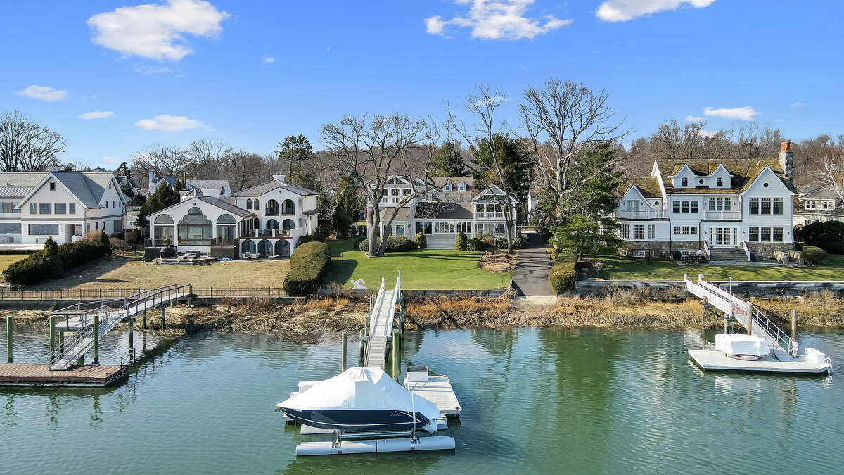 The home on 9 Covlee Drive in Westport, Conn. has its own deep-water dock. 