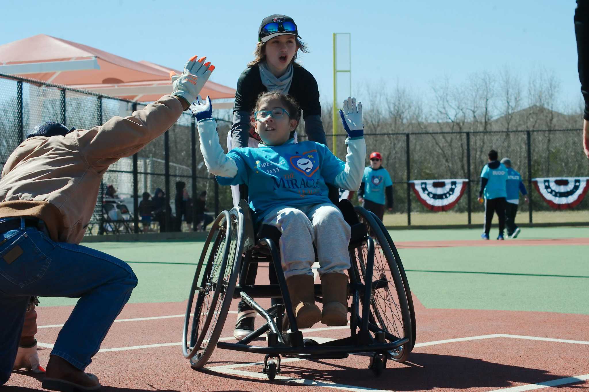 See action from the first game at Pearland’s Miracle Field