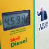 A sticker depicting President Joe Biden is seen pointing toward the price of diesel fuel exceeding $4.50 at a gas station in Montgomery County, Wednesday, March 9, 2022.