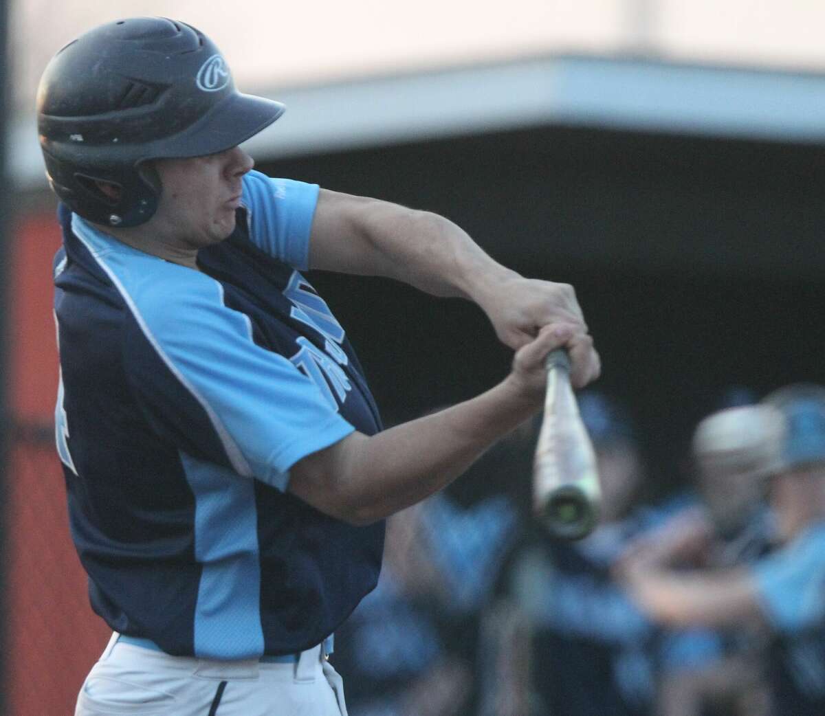 Triopia's Caden Moore connects for a two-out, two-run triple in the bottom of the seventh inning Monday afternoon in Jacksonville.