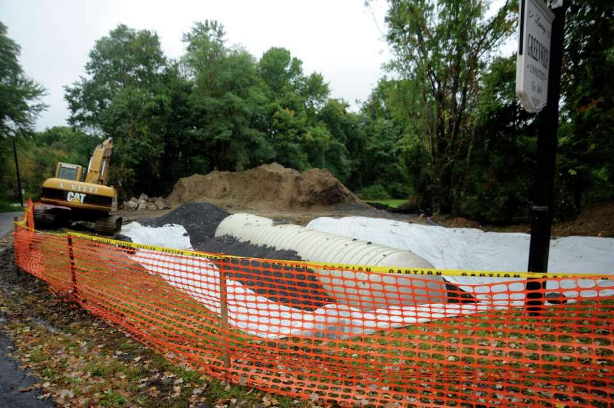 A 30,000-gallon fiberglass cistern has been placed by the fire department in the ground near the edge of the road at 1400 King St., on Tuesday, Sept. 28, 2010.