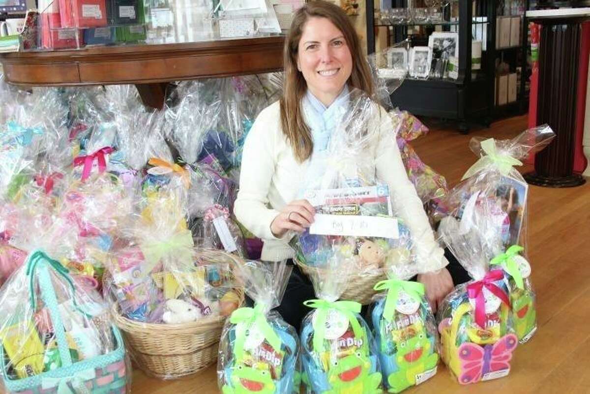 Splurge owner Sonia Sotire Malloy said the downtown Greenwich gift shop will once again be collecting filled Easter baskets to donate to children in need. Also, 2022 marks the 15th year that Splurge has led the effort.