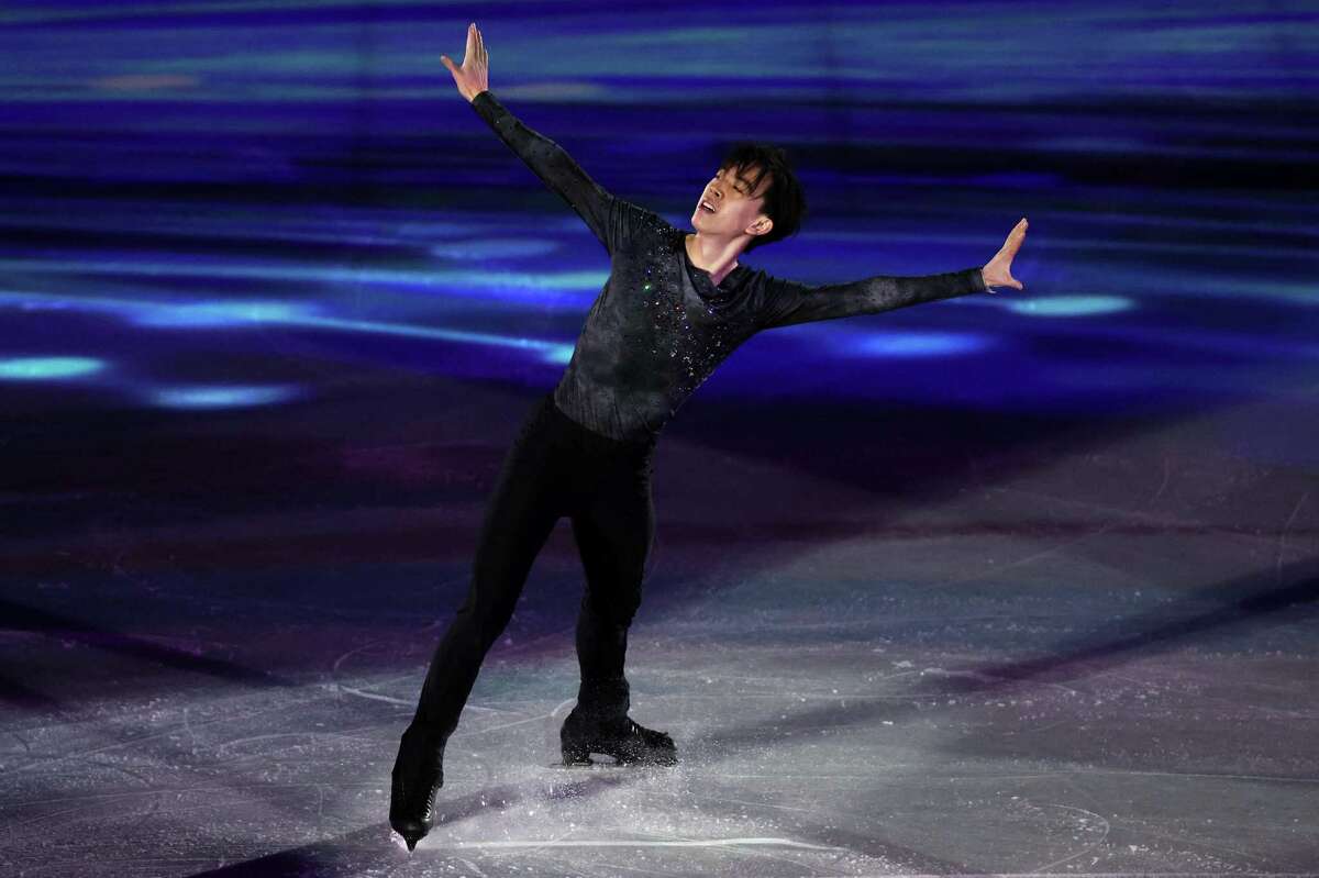 BEIJING, CHINA - FEBRUARY 20: Vincent Zhou of Team United States skates during the Figure Skating Gala Exhibition on day sixteen of the Beijing 2022 Winter Olympic Games at Capital Indoor Stadium on February 20, 2022 in Beijing, China. (Photo by Matthew Stockman/Getty Images)