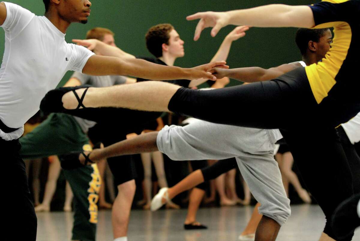 Male students in the New York State Summer School of the Arts School of Ballet perform their final demonstration at the National Dance Museum in Saratoga Springs, N.Y., July 26, 2008.