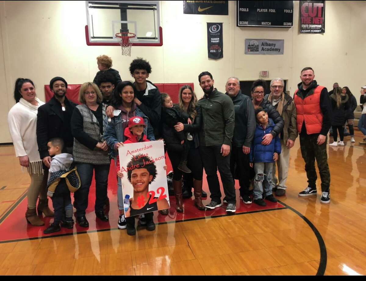 UConn men's basketball sophomore Andre Jackson with family members.