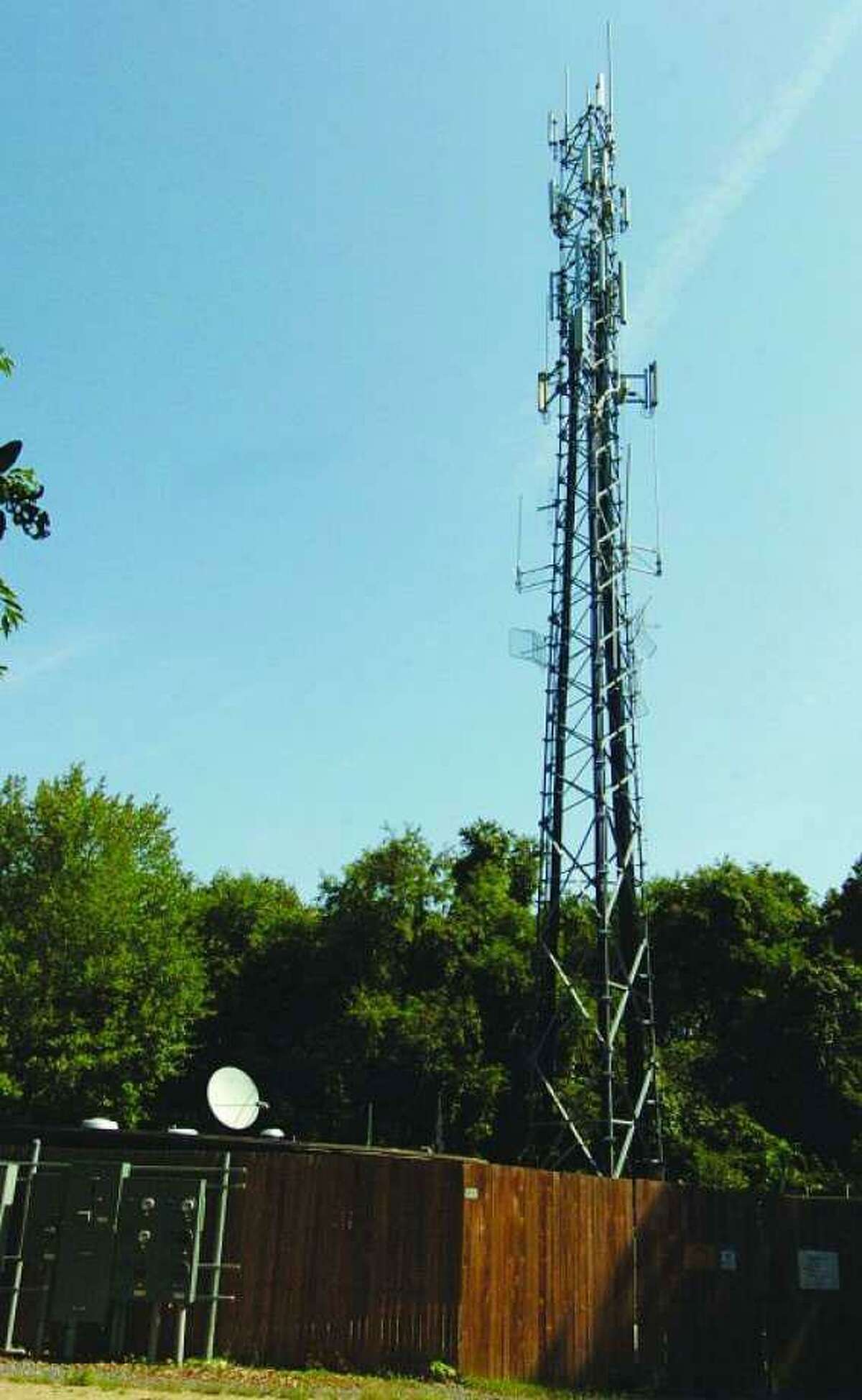 One of the town’s cell towers off of Deer Run Road in Wilton.