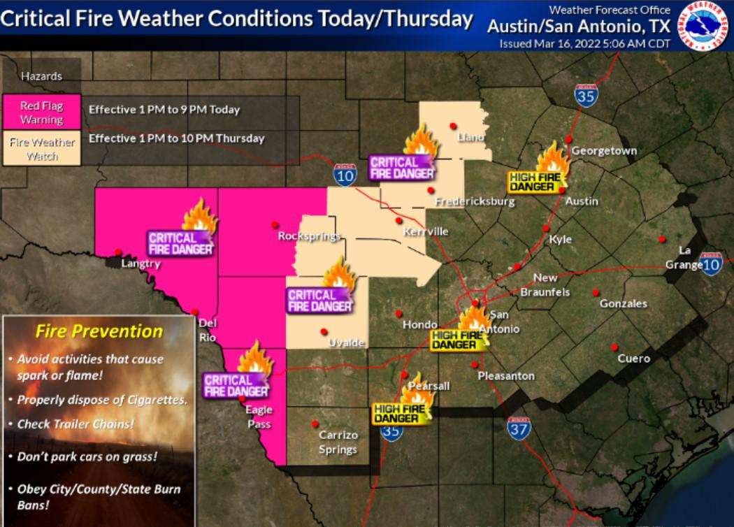San Antonio under high fire danger due to windy, dry weather - Vimarsana News