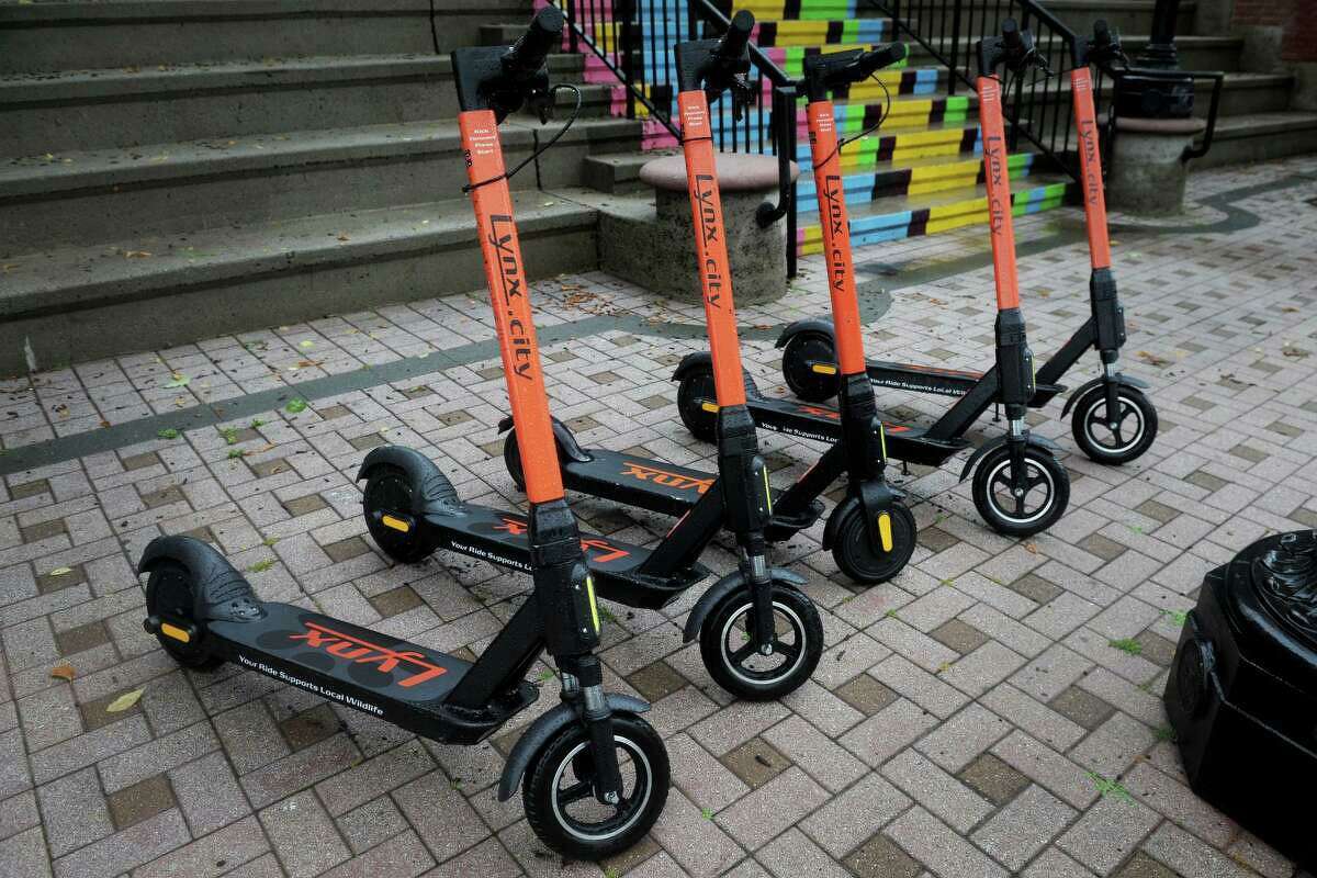 Electric scooters such as these in Bridgeport are becoming popular in more and more cities. But they won’t be featured in Danbury if a master plan task force has its way.