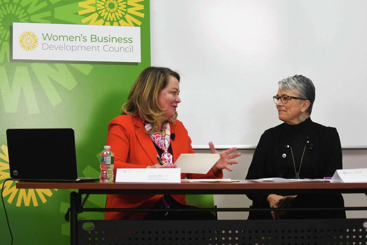 Connecticut Small Business Administration District Director Catherine Marx, left, and Women’s Business Development Council CEO Fran Pastore.