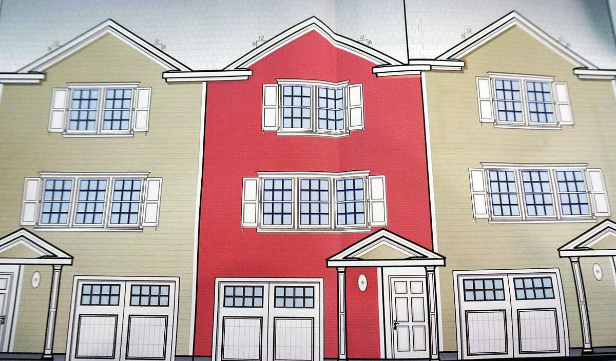 The rendering of a 9-unit affordable housing complex constructed on Bloomfield Drive.