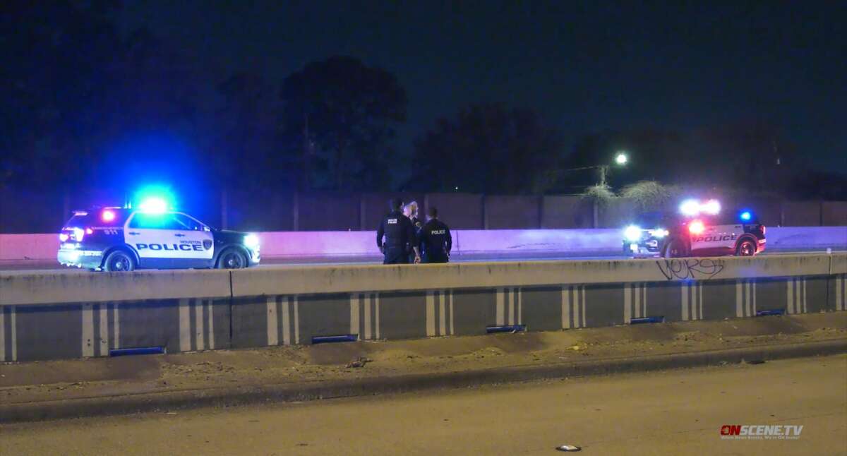 Houston police investigate a fatal shooting on the N. 610 Loop on March 17, 2022.