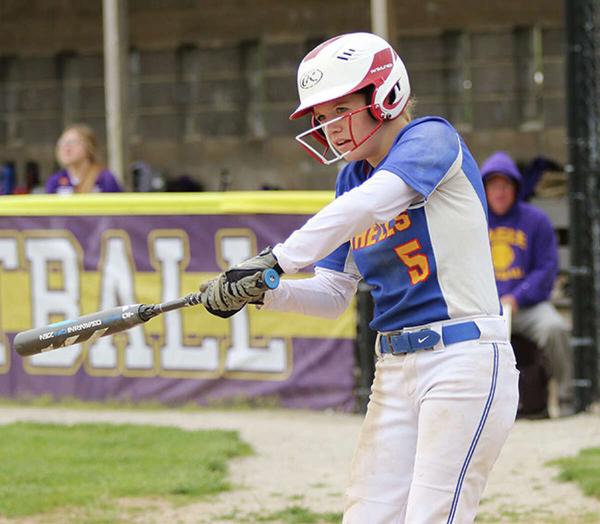 Roxana's Lexi Ryan, shown in a game last season, had two hits in the Shells' season-opening win over Waterloo Gibault on Wednesday in Roxana.