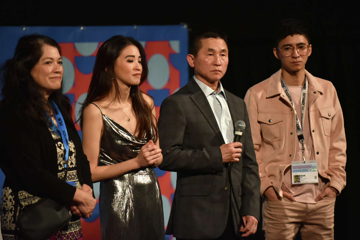 Rachel Siev, Jaclyn Siev, Chun Siev, and David Siev speak at the "Bad Axe" Premiere during the 2022 SXSW Conference and Festivals at Alamo Drafthouse Cinema South Lamar on March 14, 2022 in Austin, Texas.