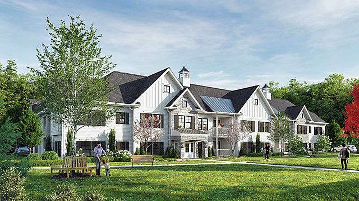 A rendering of a 20-unit apartment building that a Brookfield architect wants to build on South Main Street in Newtown.