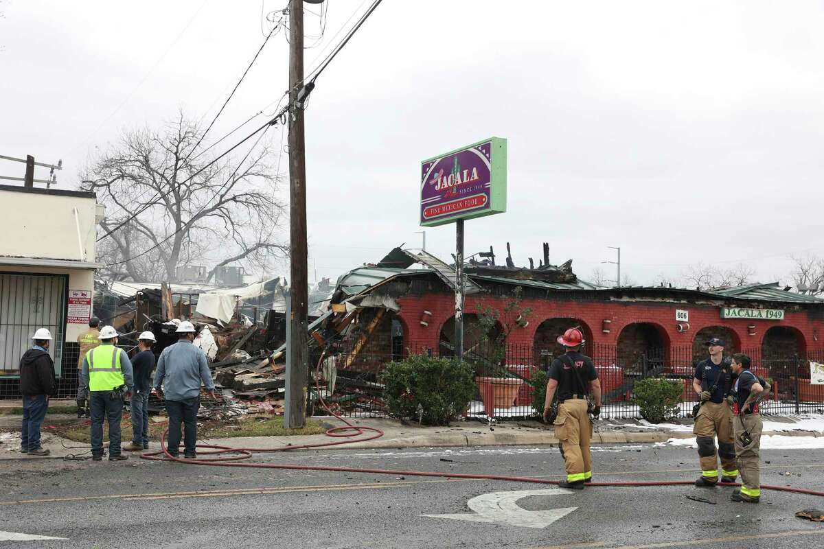 San Antonio emergency personnel wrap up at a fire that destroyed the beloved Jacala Restaurant on 600 West Avenue. The fire was reported at around 6:30 a.m. with 20 units from the San Antonio Fire Department responding. The restaurant that has been opened since 1949 was declared a total loss.
