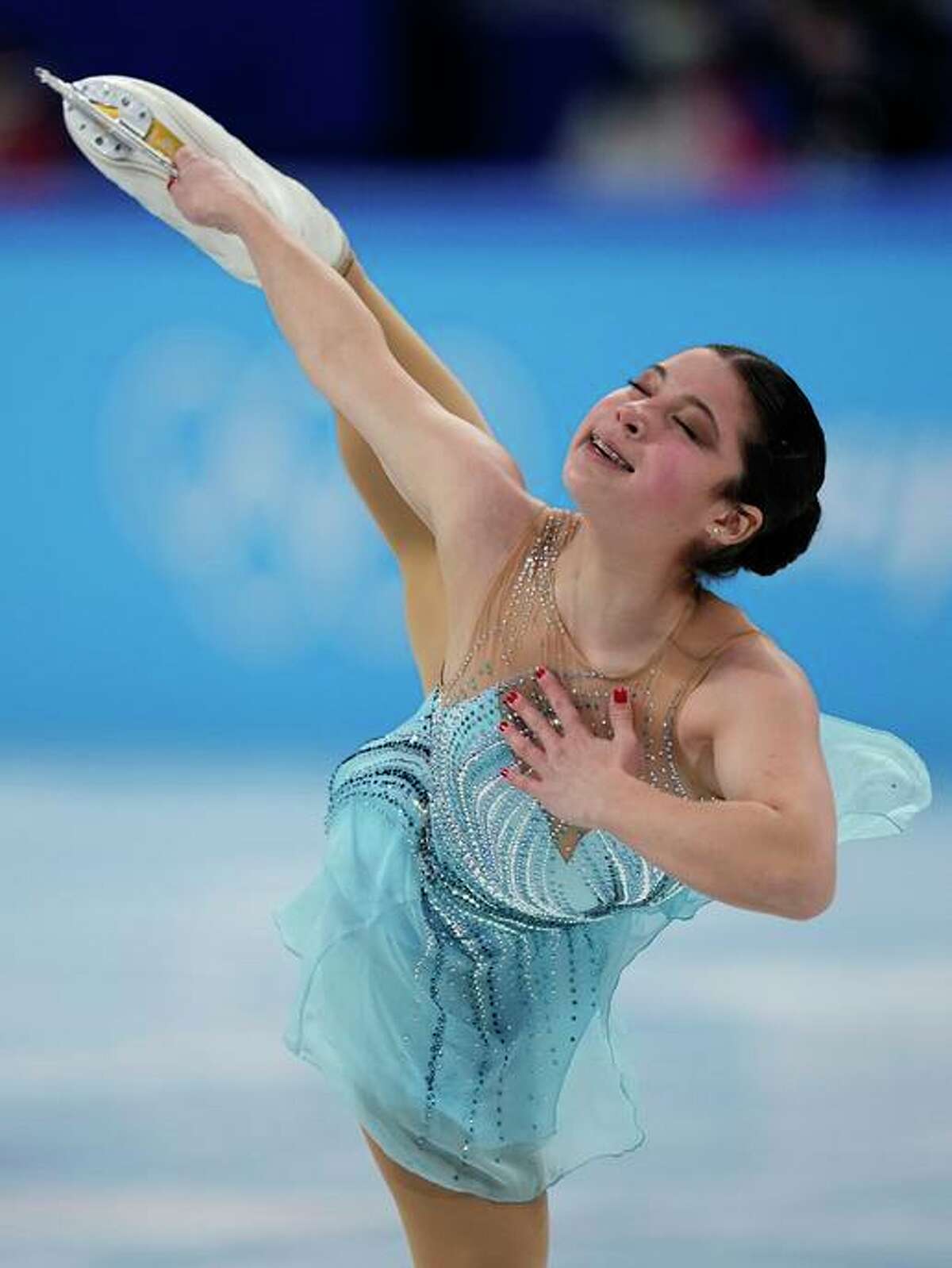 Alysa Liu of Richmond competes in the women’s free skate program at the Winter Olympics in Beijing.