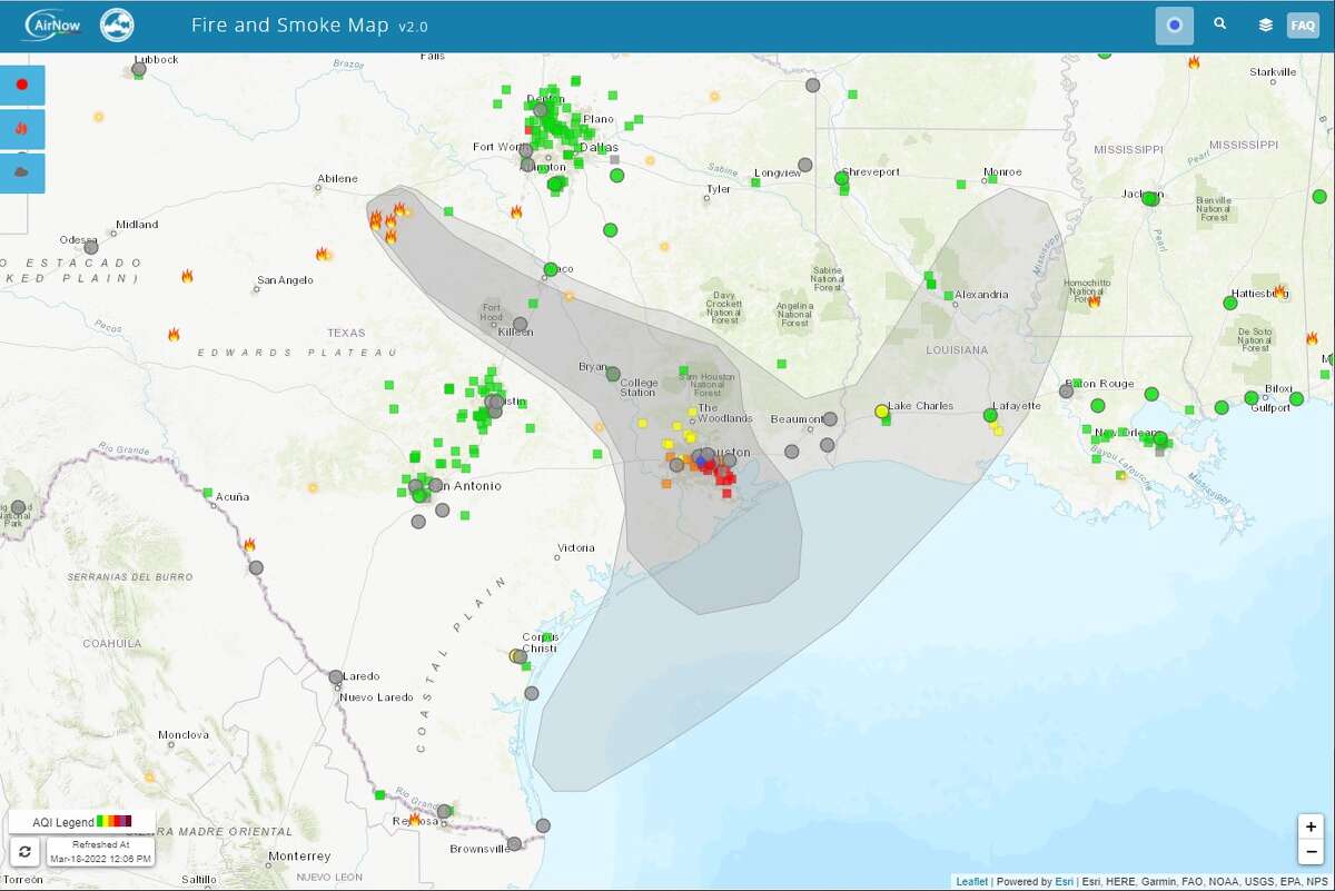 According to AirNow.gov though the Environmental Protection Agency, the greater Houston region is seeing smoke from the 40,000 acre fire in Central Texas.