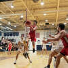 Jaxon Childers takes off for a layup against Menominee on Wednesday night. 