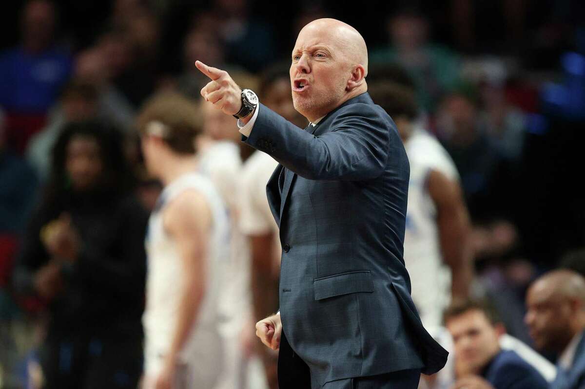 PORTLAND, OREGON - MARCH 17: Head coach Mick Cronin of the UCLA Bruins reacts in the first round game against the Akron Zips during the 2022 NCAA Men's Basketball Tournament at Moda Center on March 17, 2022 in Portland, Oregon. (Photo by Ezra Shaw/Getty Images)