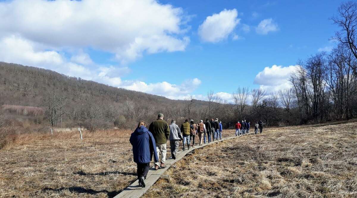 Trail Managers explore the outdoors during the 2019 training session at Macricostas Preserve. Photo Credit: