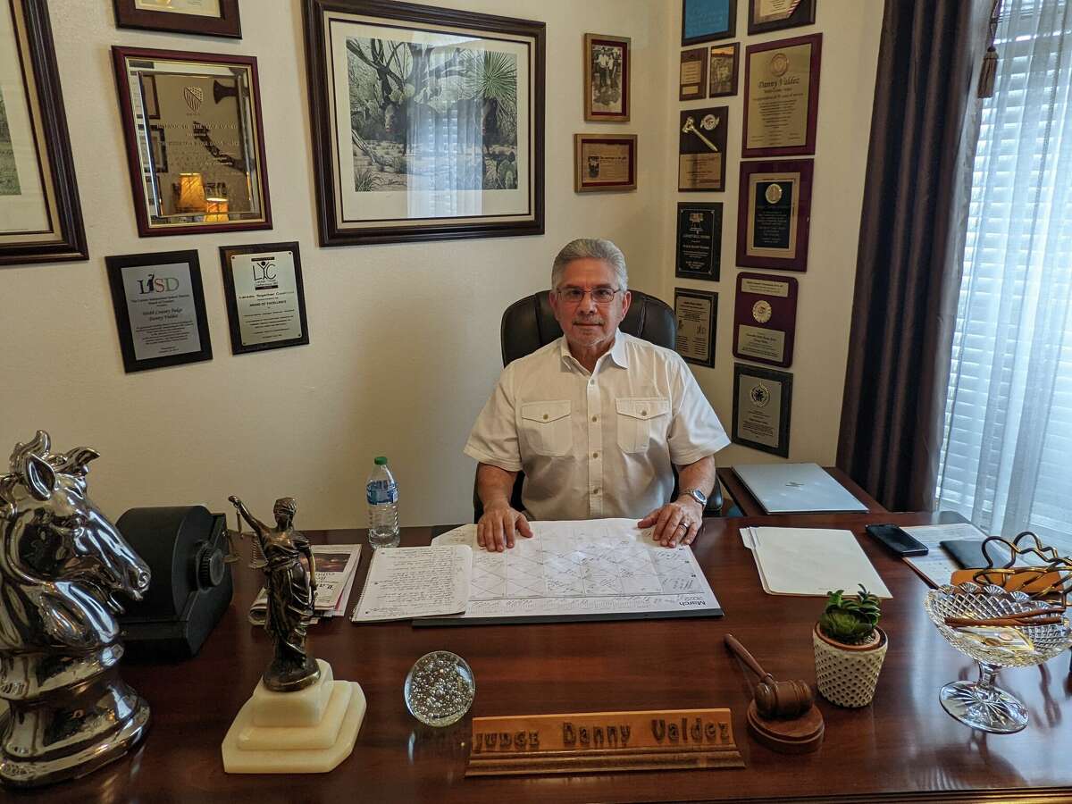 Former Webb County Judge Danny Valdez, who served from 2007 to 2014, sits in his home office as he discussed the new international bridge beign proposed. Photo taken on Mar. 18, 2022.  Former Webb County Judge Danny Valdez, who served from 2007 to 2014, sits in his home office as he discussed the new international bridge beign proposed. Photo taken on Mar. 18, 2022. 