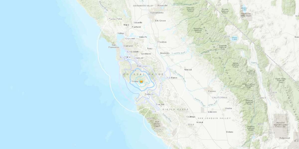 The radiating impact of a 3.6 earthquake in the South Bay just before 10 am on March 19.