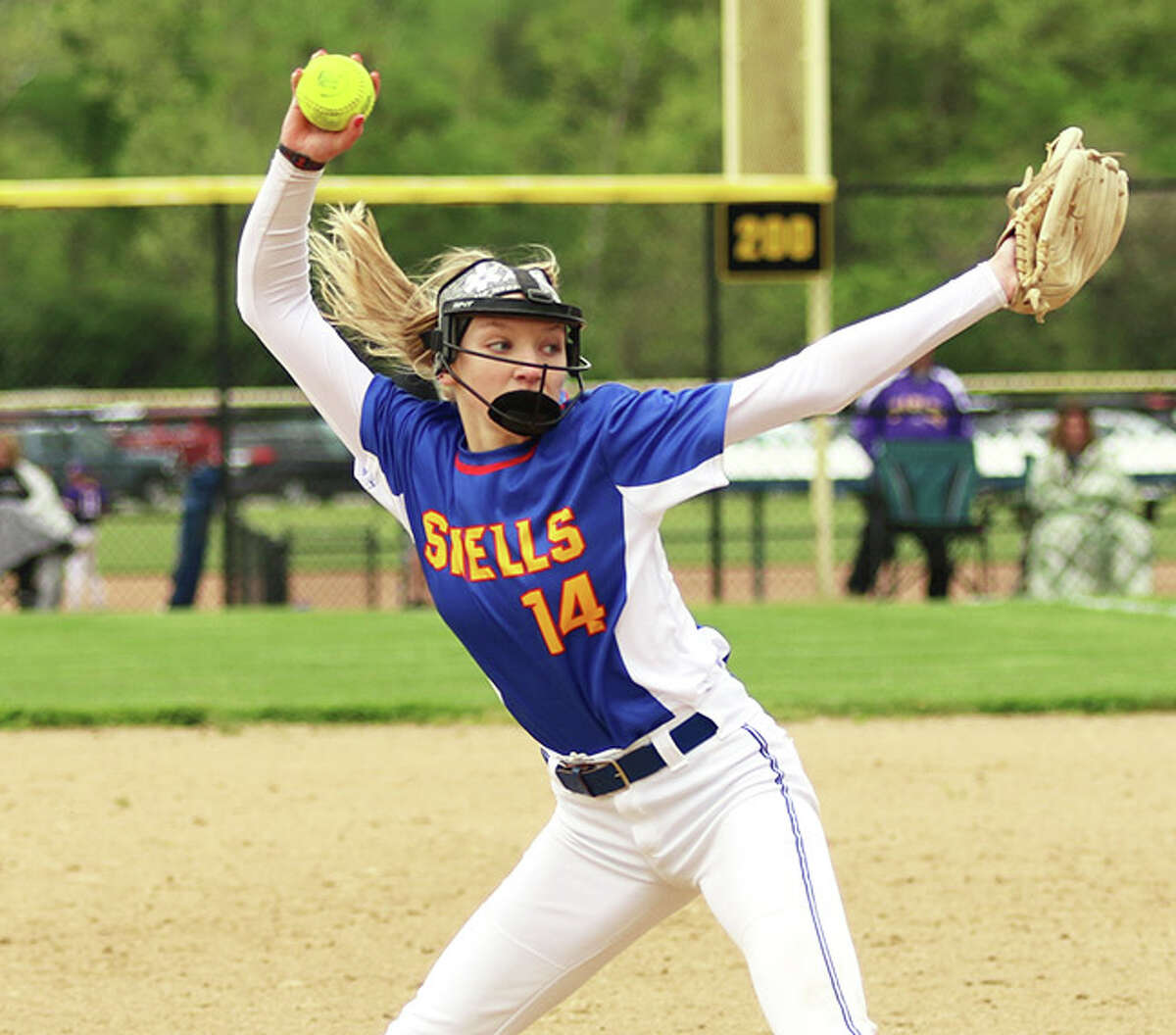 Roxana pitcher Calista Stahlhut, shown in a game last season, took the loss in the second game of a doubleheader against Mascoutah on Saturday at Roxana Park.