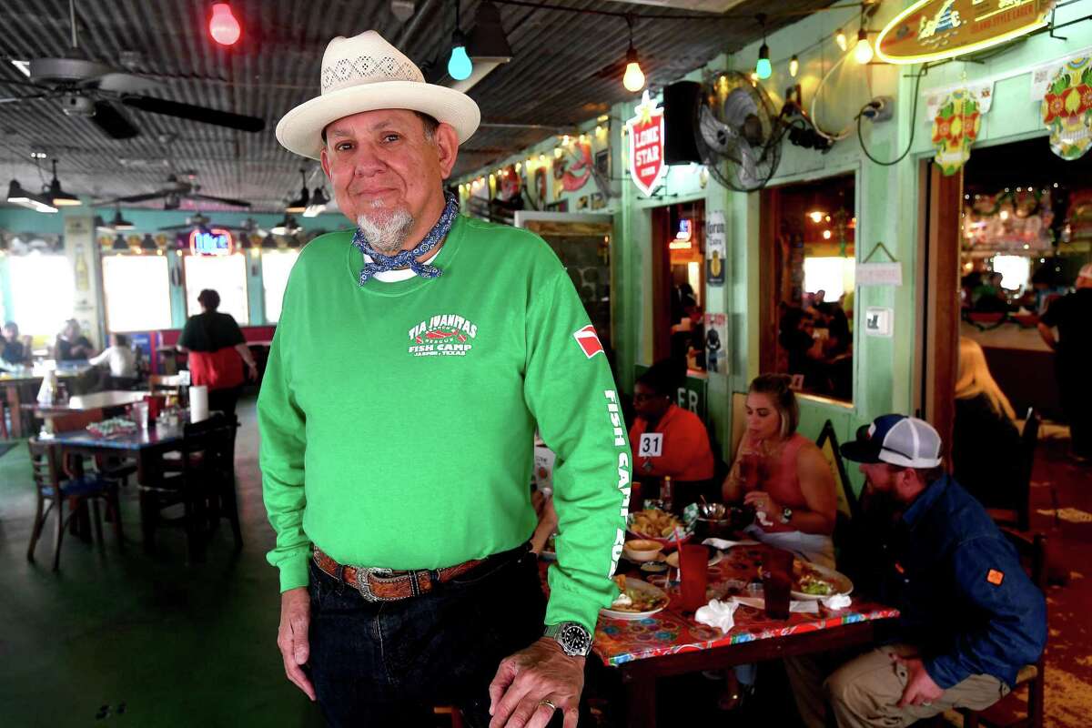 Tia Juanita's owner Ricky Martinez stands onstage at his Beaumont restaurant. It's his favorite part of the flagship eatery that's spurred a chain of Tia Juanita's across the region. Photo made Thursday, March 17, 2022 Kim Brent/The Enterprise