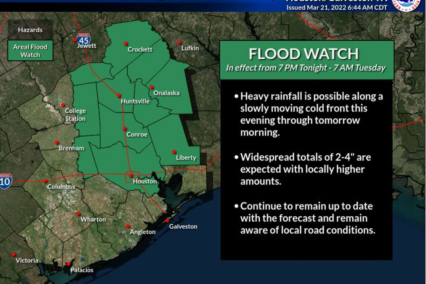 Montgomery County Texas Flood Map Houston Area Under Flood Watch Tuesday Morning, As Storms Rip Through Texas