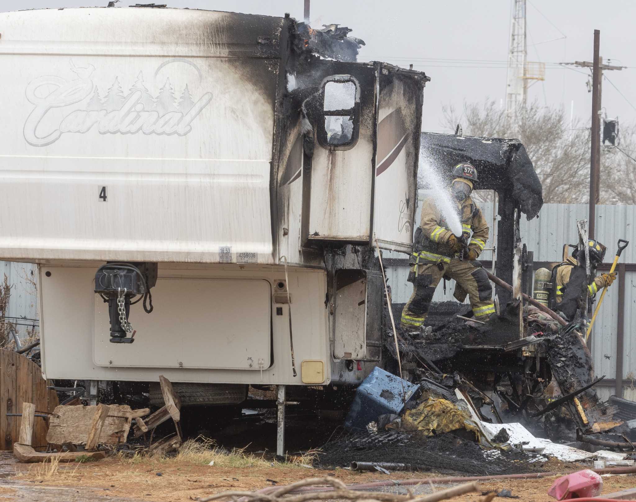 Firefighters battle RV fire in the county