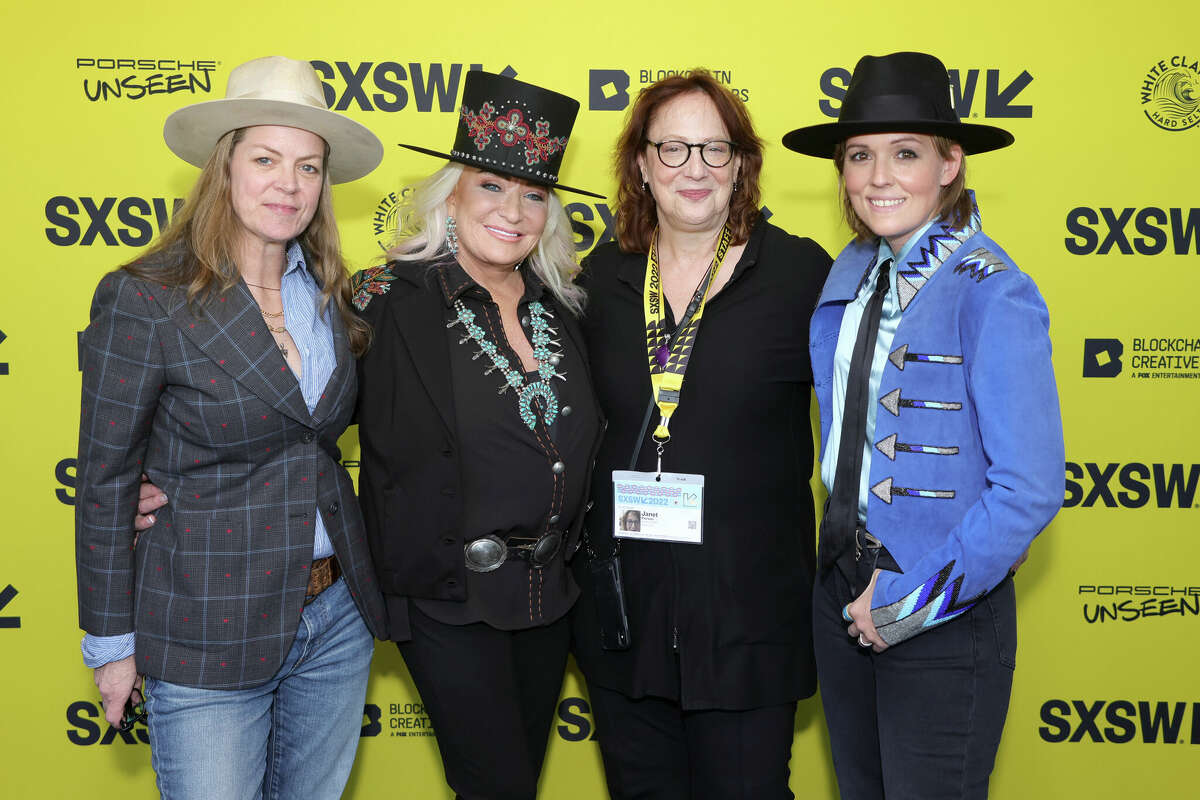 AUSTIN, TEXAS - MARCH 13: (L-R) Director and Producer Kathlyn Horan, film subject Tanya Tucker, SXSW director of film Janet Pierson, and film subject Brandi Carlile attend the "The Return of Tanya Tucker - Featuring Brandi Carlile" premiere during the 2022 SXSW Conference and Festivals at ZACH Theatre on March 13, 2022 in Austin, Texas. (Photo by Michael Loccisano/Getty Images for SXSW)