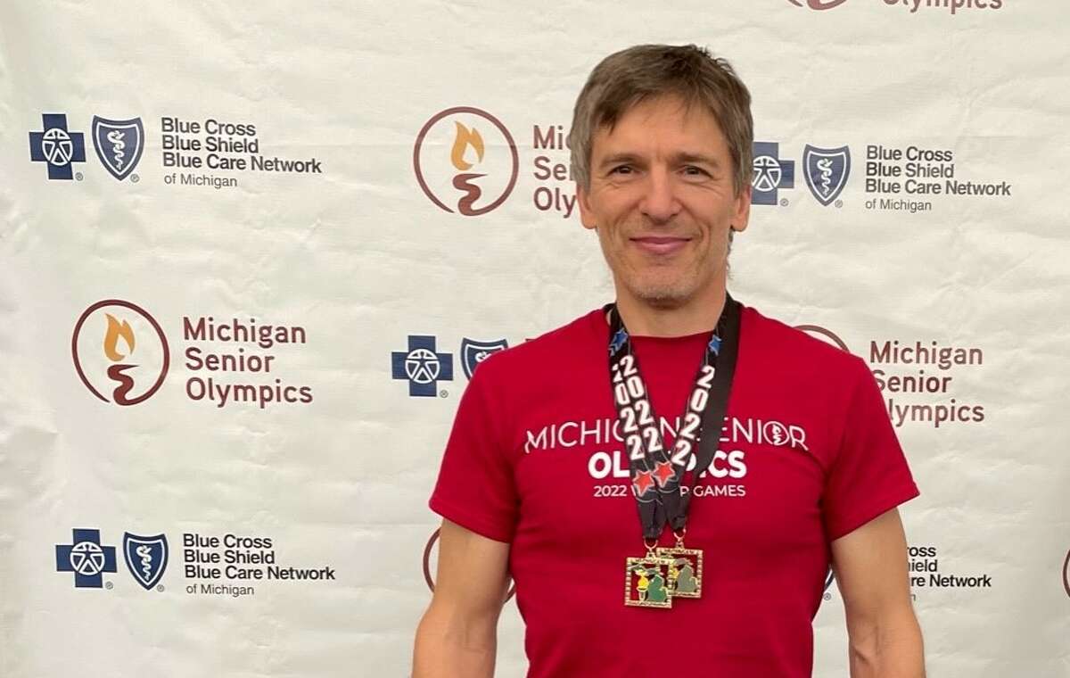 Simon Toth of Midland won a gold medal in men singles, 55-59 age group, for pickleball at the Michigan Senior Olympics, March 5-7. 