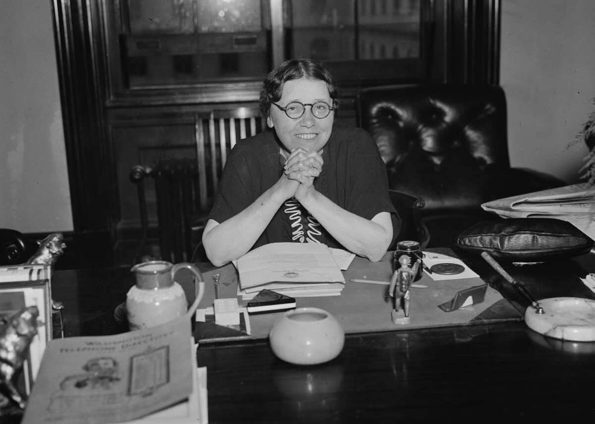 1932 - Women in office: 193 - Political party: 77 Democratic, 109 Republican, 5 nonpartisan, 2 other party - Level of government: 8 federal executive or Congress, 171 state legislature, 14 statewide executive, 0 D.C. or other territory legislature Hattie Wyatt Caraway in 1932 became the first woman to be elected to a full term in the United States Senate. Her husband, Thaddeus Caraway, had initially won the Arkansas seat but died while holding the office in 1931. Thanks to a now-defunct practice called the widow’s mandate, Hattie took over the job for the rest of that year, then won reelection on her own merits in 1932 with 92% of the vote. [Pictured: Hattie Wyatt Caraway at her desk in Washington D.C., 1936.]