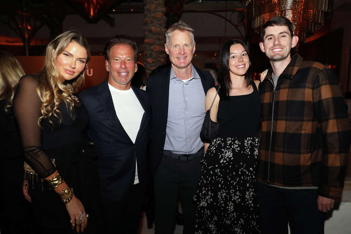 Margot Kerr, Bella Hunter, Gary Friedman, Chief Executive Officer of Restoration Hardware, Steve Kerr, Kendall Kerr and Nick Kerr are seen as RH Celebrates The Unveiling of RH San Francisco, The Gallery at the Historic Bethlehem Steel Building on March 17, 2022 in San Francisco.