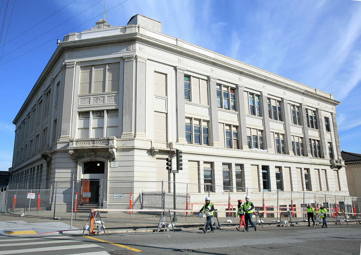 A corner view of the historic Bethlehem Steel building on the corner of 20th and Illinois at Pier 70 in San Francisco. The photo was taken when Restoration Hardware bought the building in 2016. 