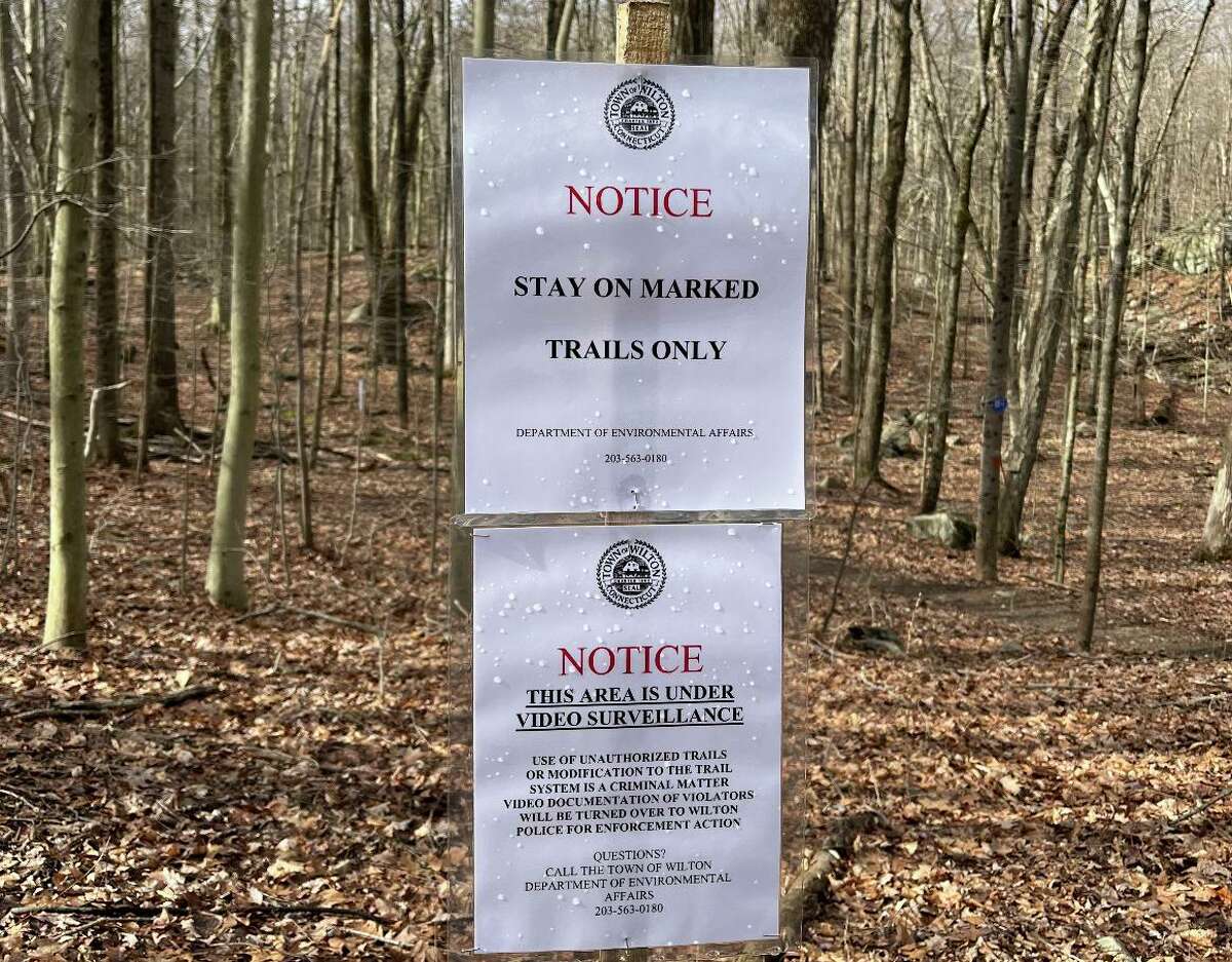 Signs warning of police involvement to those who use rogue trails at Wilton's Bradley Park were posted in the park.